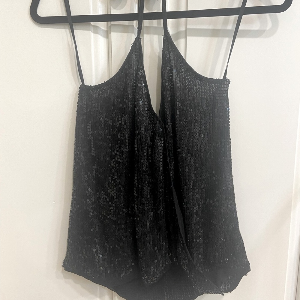 Black, sequined, halter top, size small
